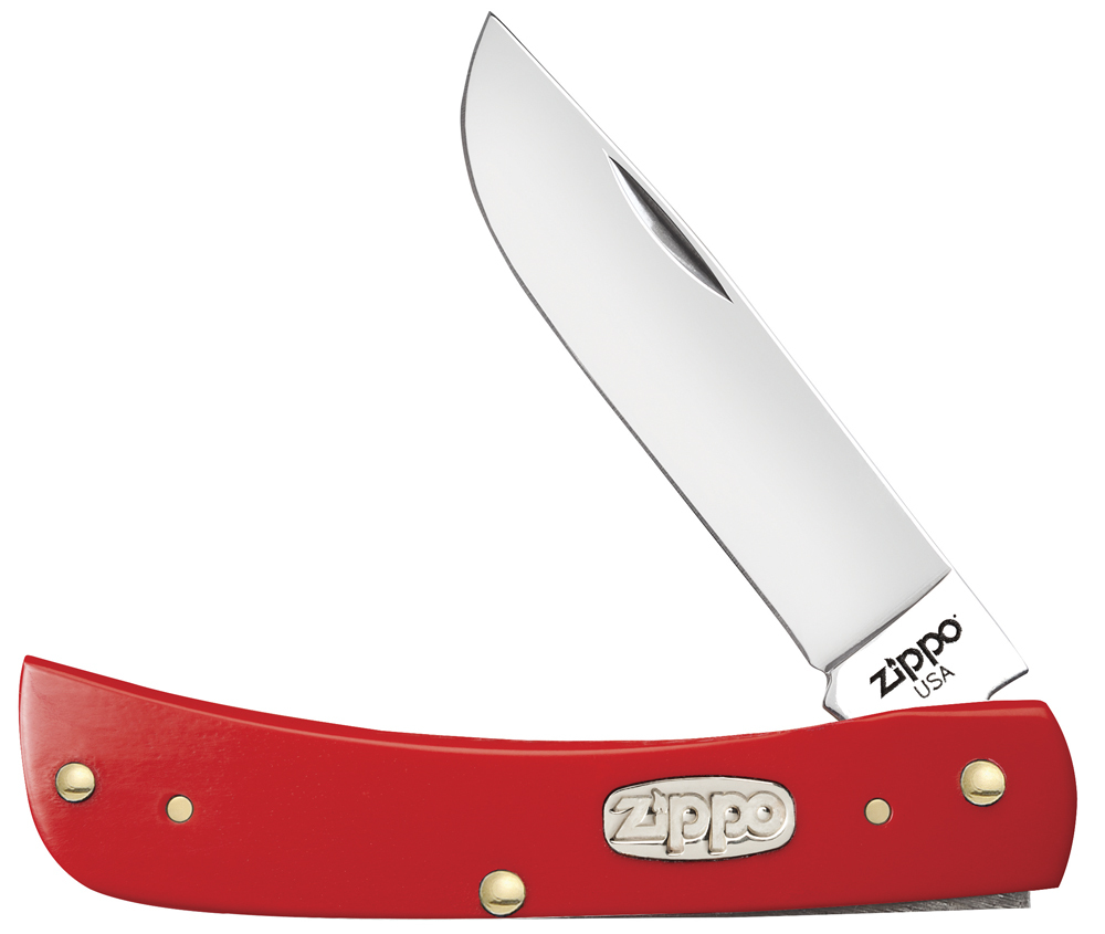 Нож перочинный ZIPPO Red Synthetic Smooth Sodbuster Jr, 92 мм, красный + ЗАЖИГАЛКА ZIPPO 207
