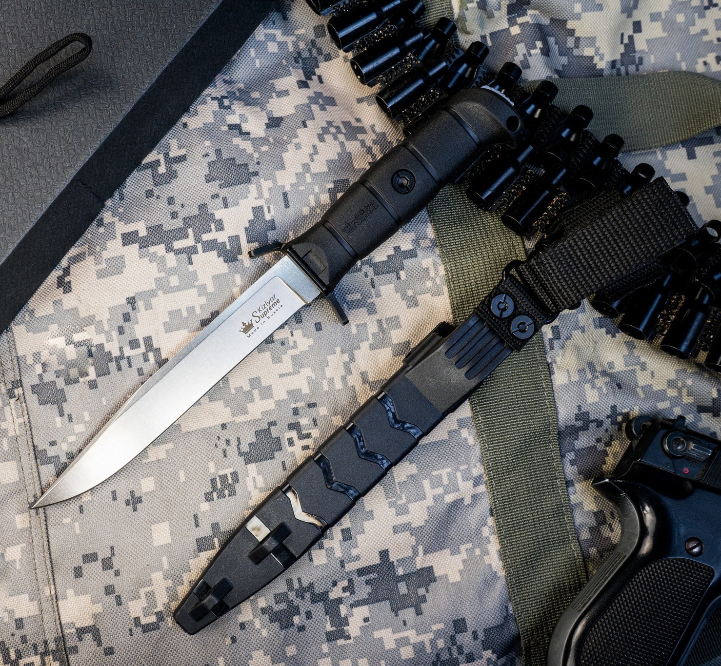 Тактический нож Vector Black, сталь Elmax SW, рукоять кратон, Kizlyar Supreme