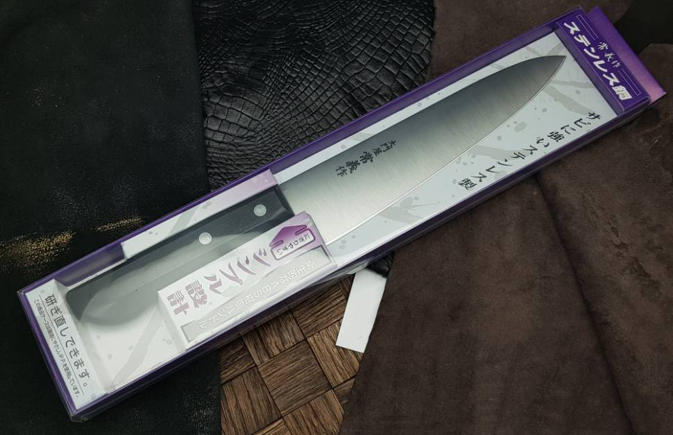 Нож кухонный Шеф Shimomura, сталь молибден-ванадиевая, рукоять ABS-пластик - фото 5