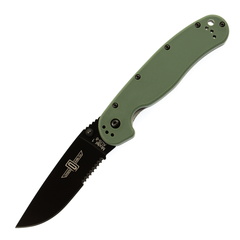 Фото Нож складной полусеррейторный Ontario RAT-1, сталь Aus-8, рукоять термопластик GRN, green/black