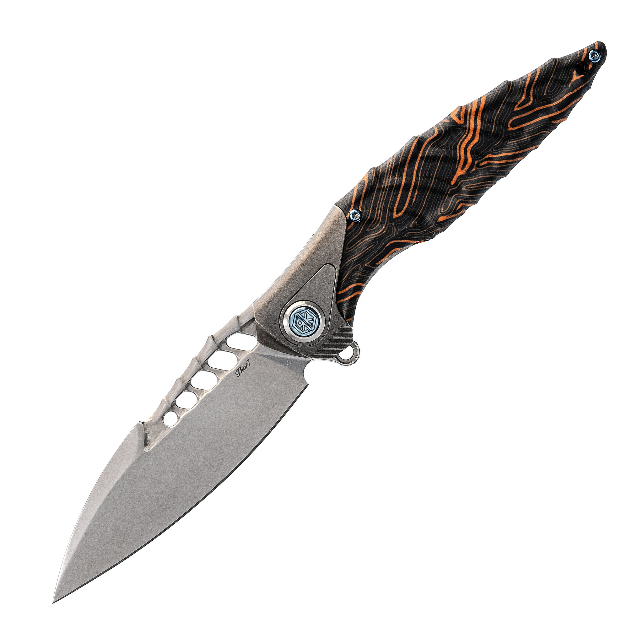 Нож складной Thor 7 Rikeknife, сталь M390, Titanium/ Orange Carbon - фото 1