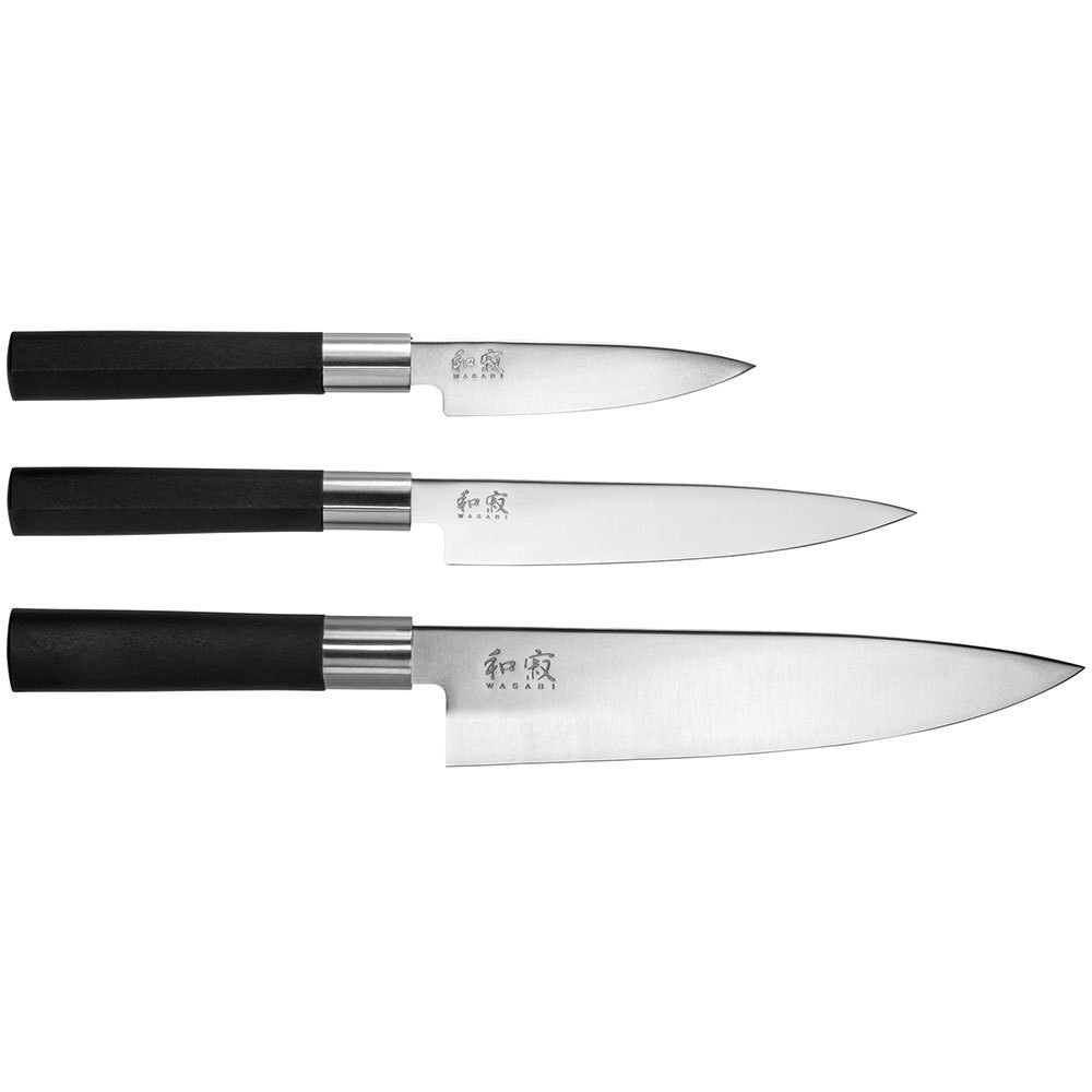 Набор из 3-х Кухонных Ножей KAI Wasabi Black, сталь 6A/1K6, рукоять пластик - фото 1