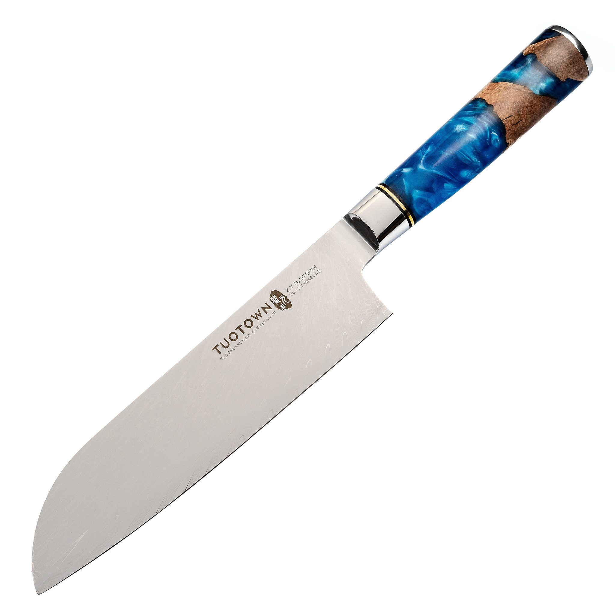 Кухонный нож Сантоку Tuotown TWB-D6, сталь VG-10, рукоять дерево/эпоксидка