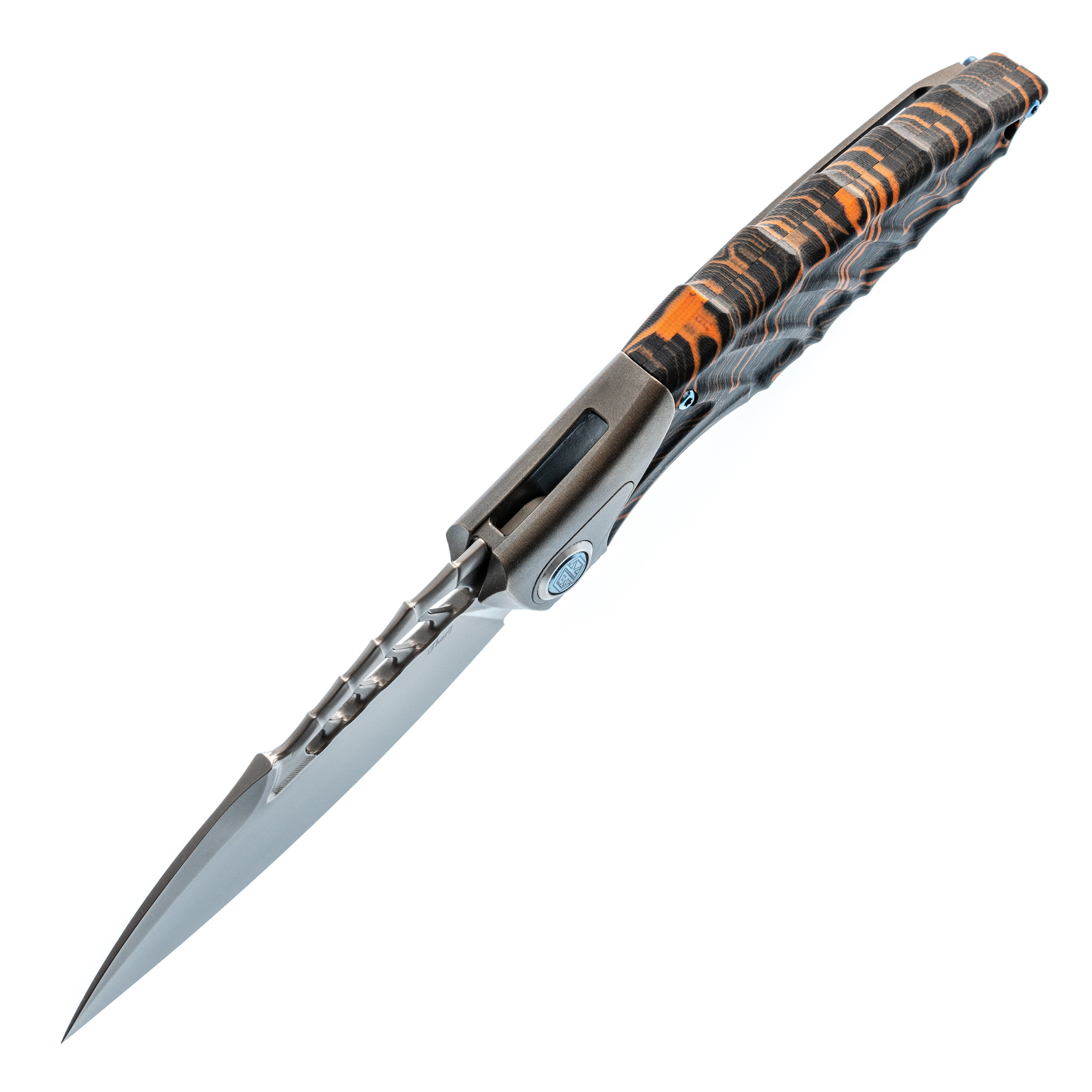 Нож складной Thor 7 Rikeknife, сталь M390, Titanium/ Orange Carbon - фото 2