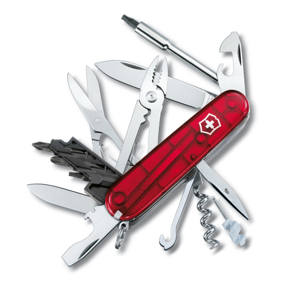 Нож перочинный Victorinox CyberTool, сталь X55CrMo14, рукоять Cellidor®, полупрозрачный красный булавка