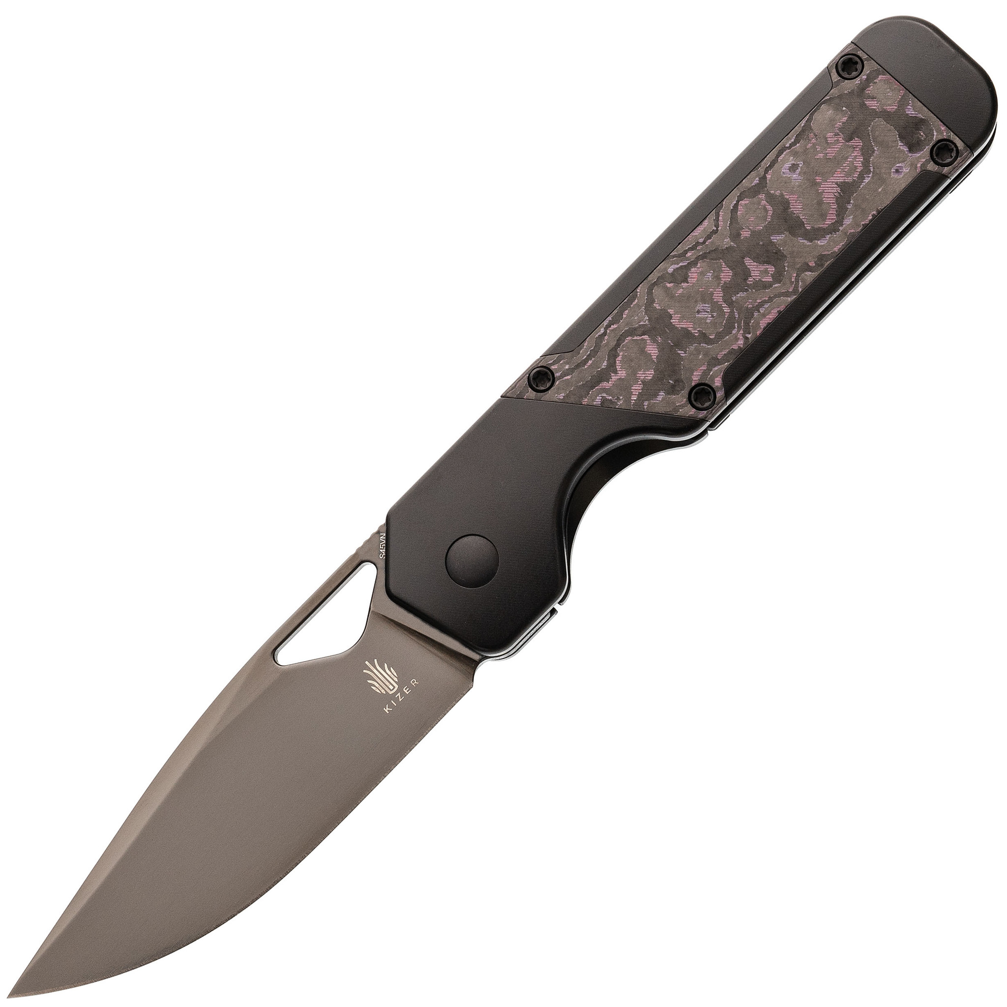 Складной нож Kizer Militaw, сталь S45VN, рукоять Titanium/Fatcarbon