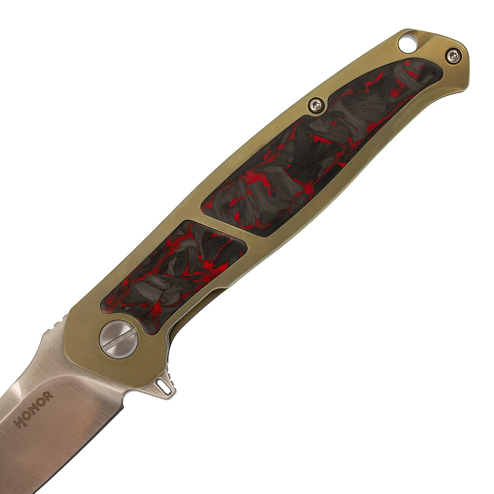 Складной нож Honor Caesar, bronze титан и  красно-черный карбон, S35VN - фото 3