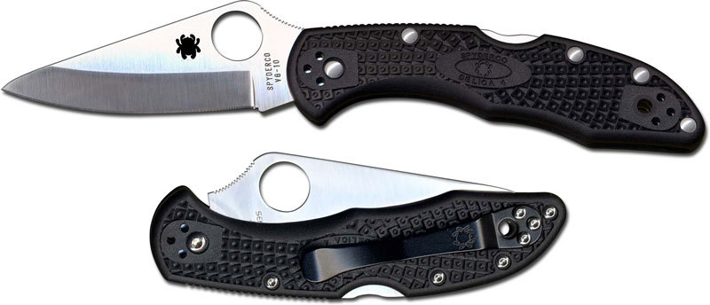 Складной нож Delica 4 - Spyderco C11PBK, сталь VG-10 Satin Plain, рукоять высококачественный термопластик FRN, чёрный - фото 2