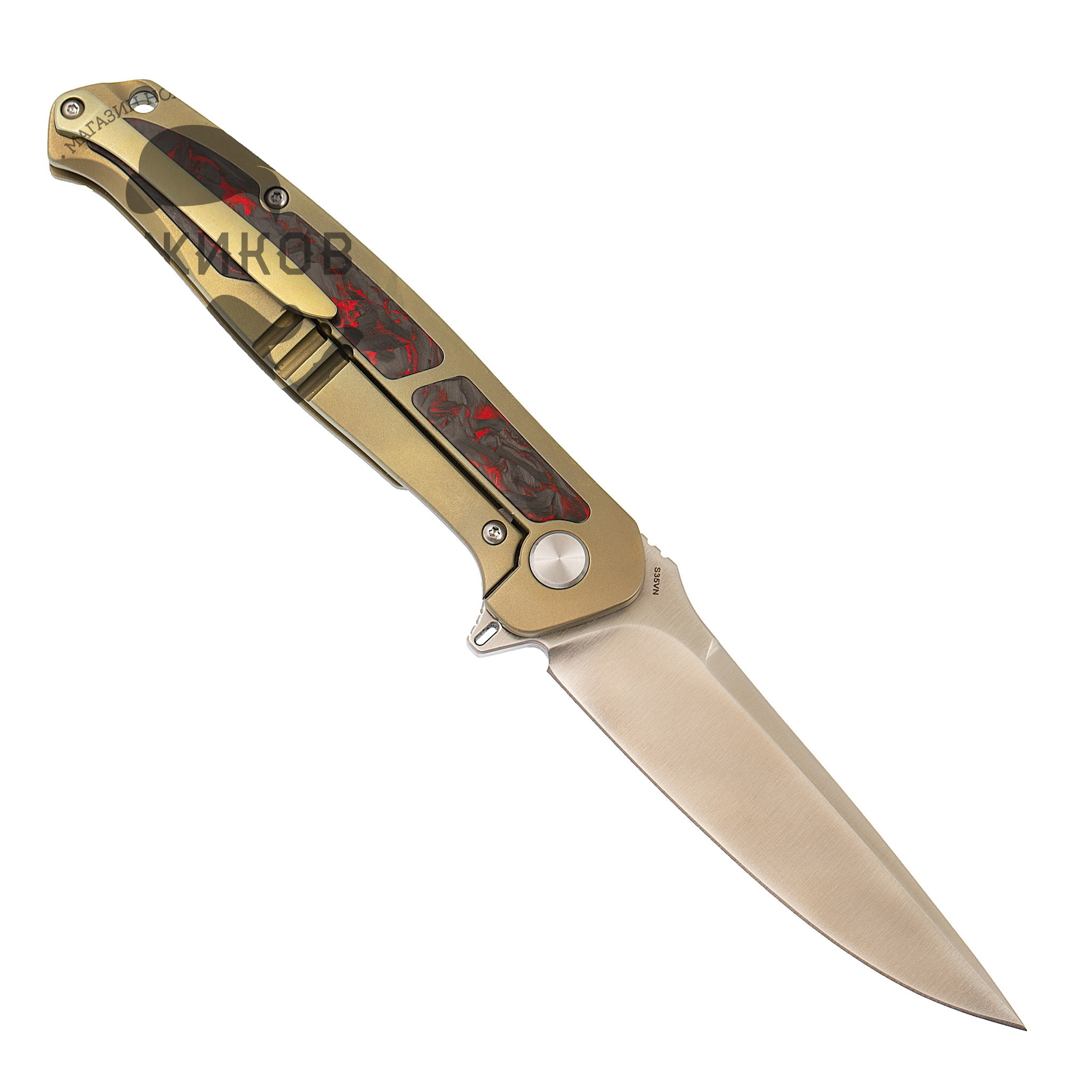 Складной нож Honor Caesar, bronze титан и  красно-черный карбон, S35VN от Ножиков