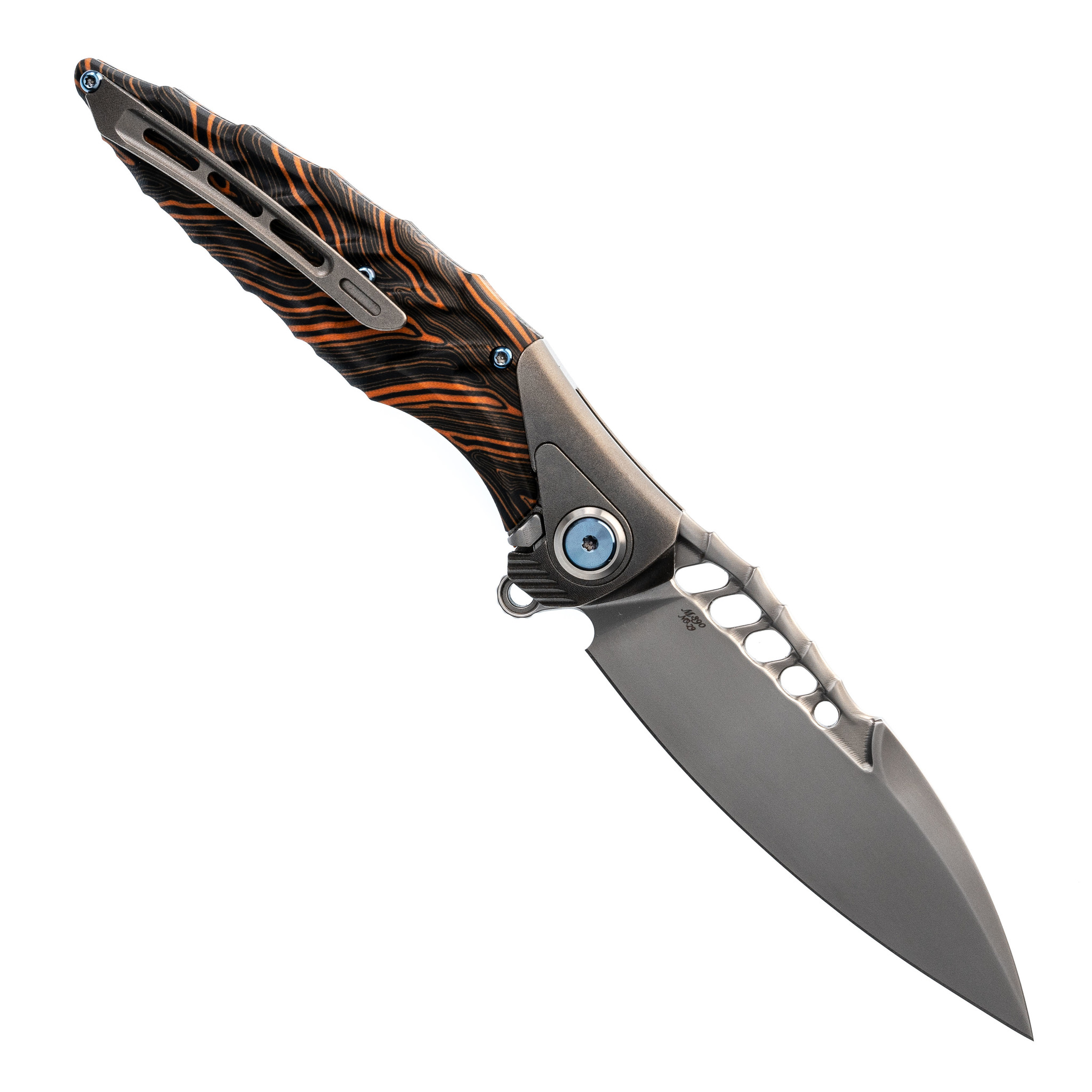 Нож складной Thor 7 Rikeknife, сталь M390, Titanium/ Orange Carbon - фото 3