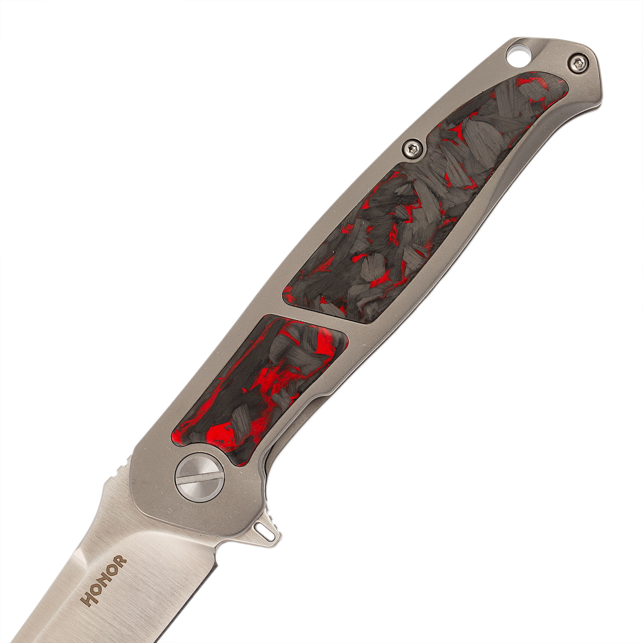 Складной нож Honor Caesar, титан и красно-черный карбон, S35VN - фото 3