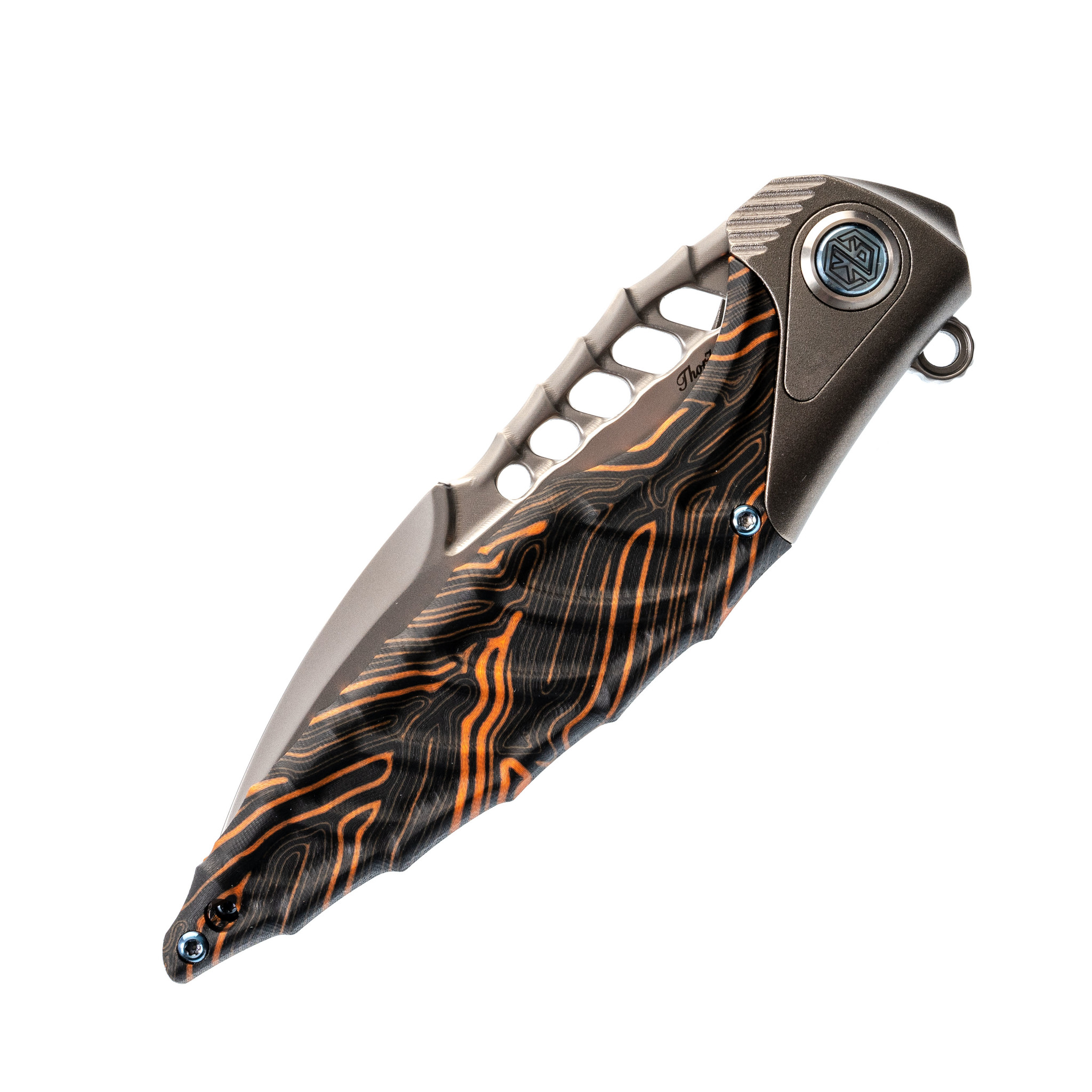 Нож складной Thor 7 Rikeknife, сталь M390, Titanium/ Orange Carbon - фото 6