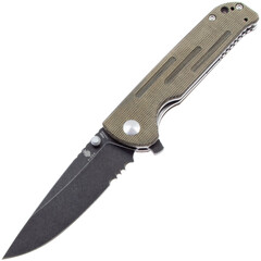 Фото Складной нож Kizer Justice Blackwash Serrated, сталь N690, рукоять микарта