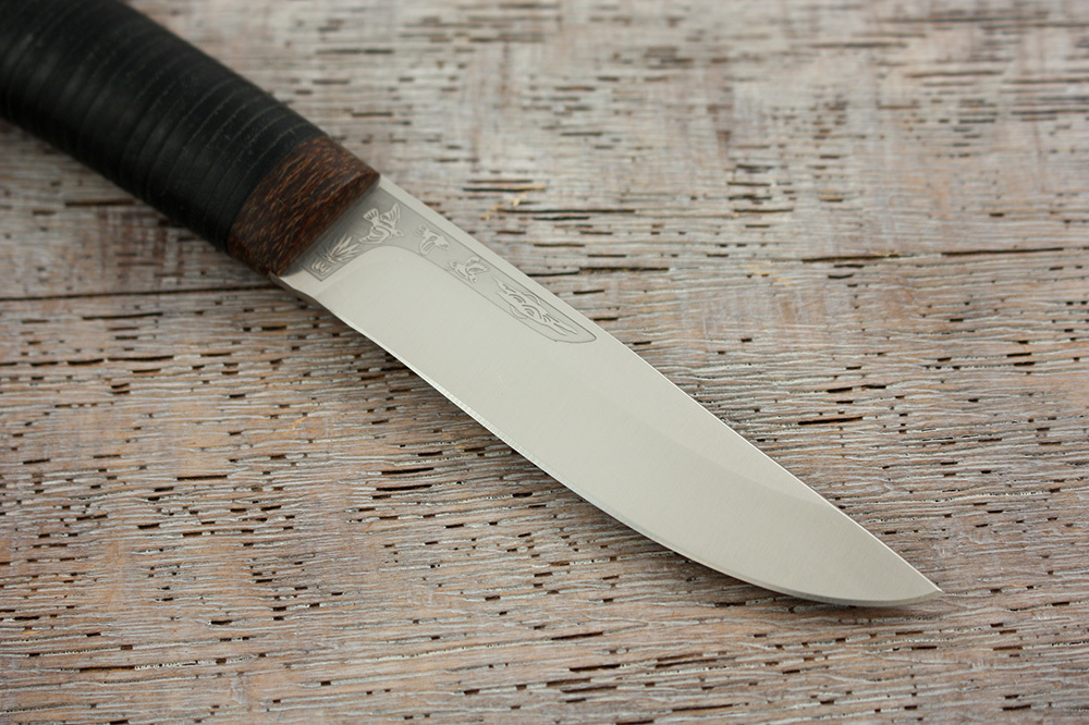 Нож разделочный  Шашлычный-мал.  кожа, 95х18