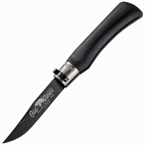 Складной нож Antonini Old Bear® Black Laminated Wood L, сталь 420 PTFE покрытие, рукоять стабилизированная древесина, Brass Safety Ring