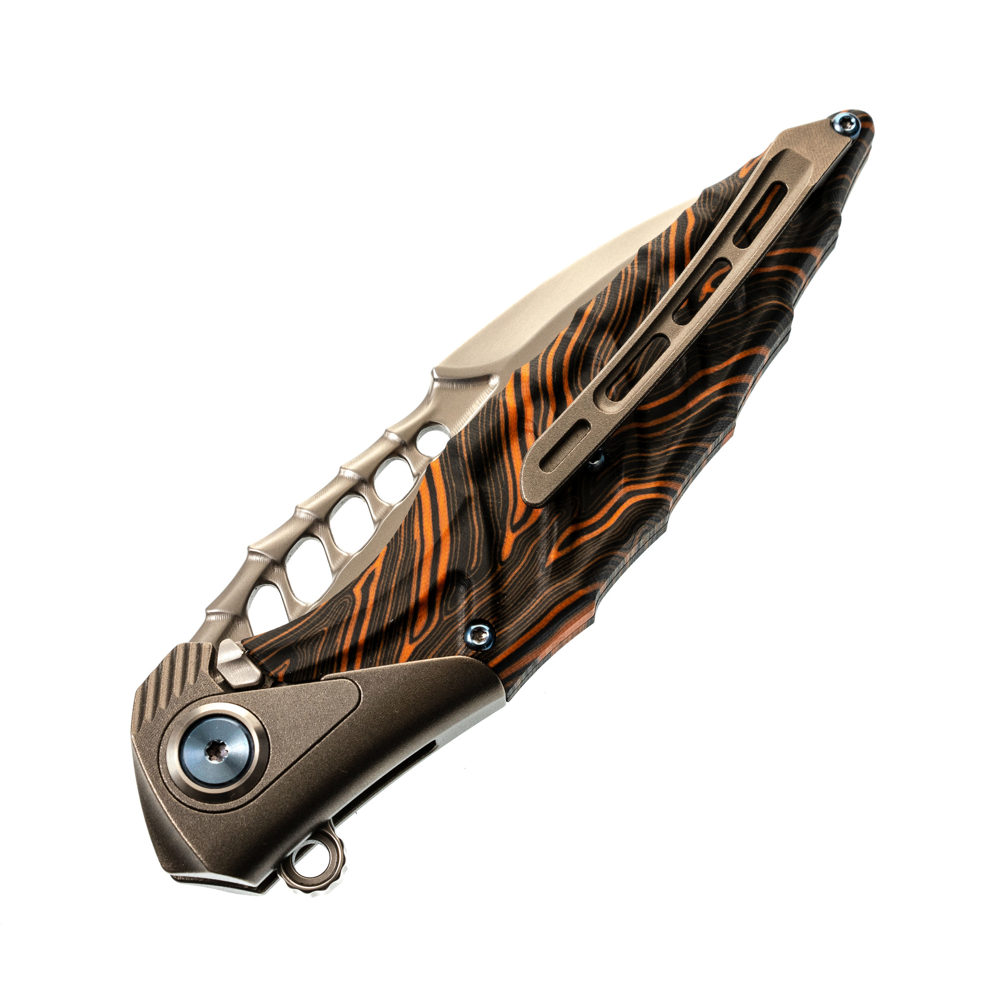 Нож складной Thor 7 Rikeknife, сталь M390, Titanium/ Orange Carbon - фото 7