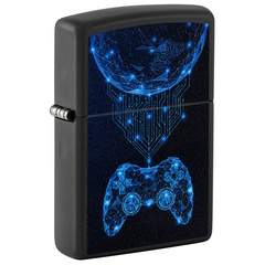 Фото Зажигалка ZIPPO Gaming с покрытием Black Matte, латунь/сталь, черная, матовая, 38x13x57 мм