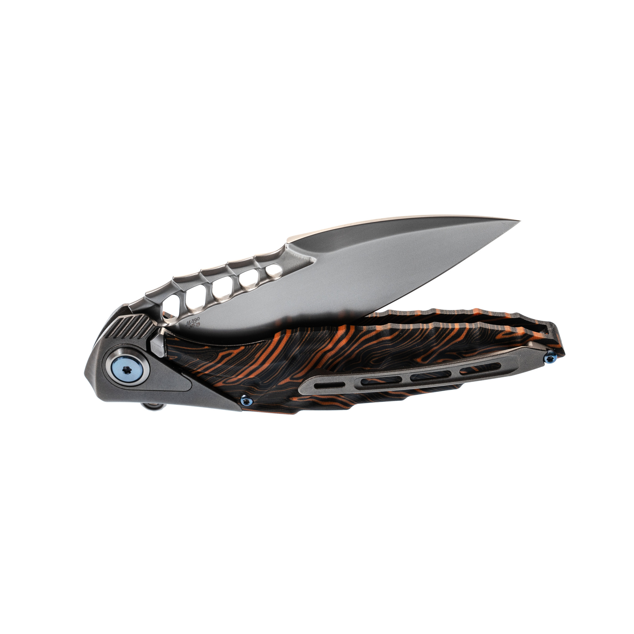 Нож складной Thor 7 Rikeknife, сталь M390, Titanium/ Orange Carbon - фото 4