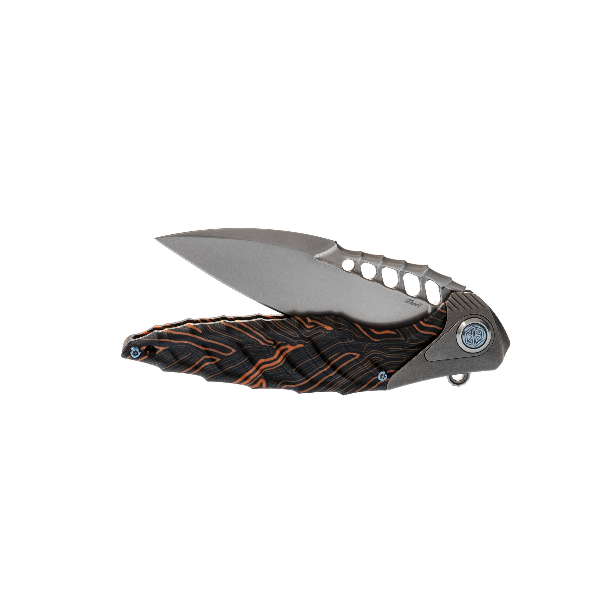 Нож складной Thor 7 Rikeknife, сталь M390, Titanium/ Orange Carbon - фото 5