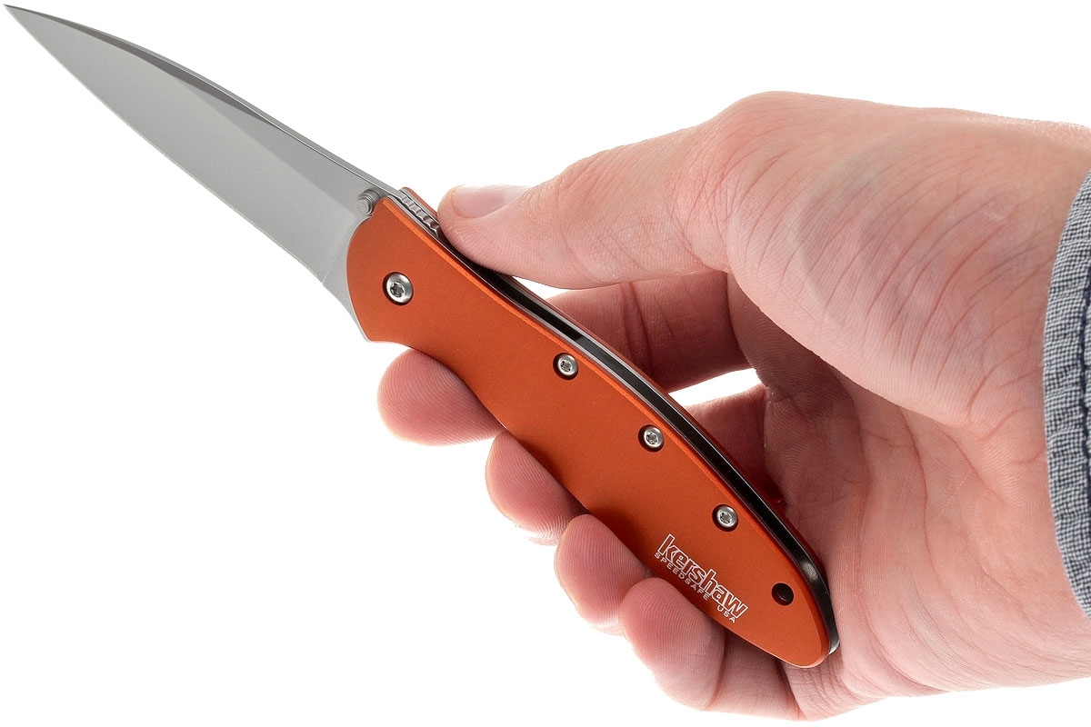 Складной нож Leek - Kershaw 1660OR, сталь Sandvik™ 14C28N, рукоять анодированный алюминий оранжевого цвета - фото 10