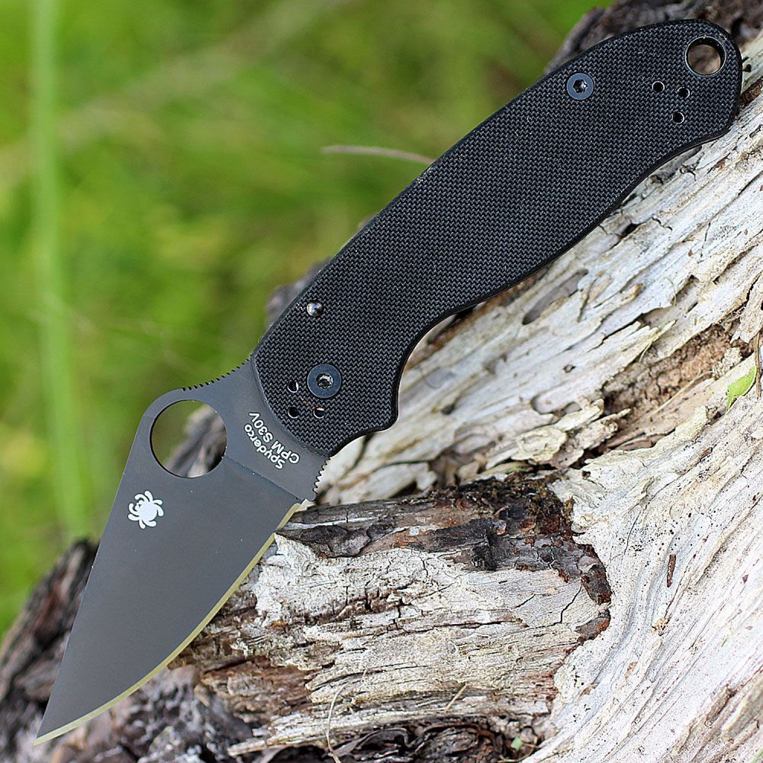 фото Нож складной para 3 - spyderco 223gpbk, сталь cpm® s30v™ black dlc coated plain, рукоять стеклотекстолит g10, чёрный