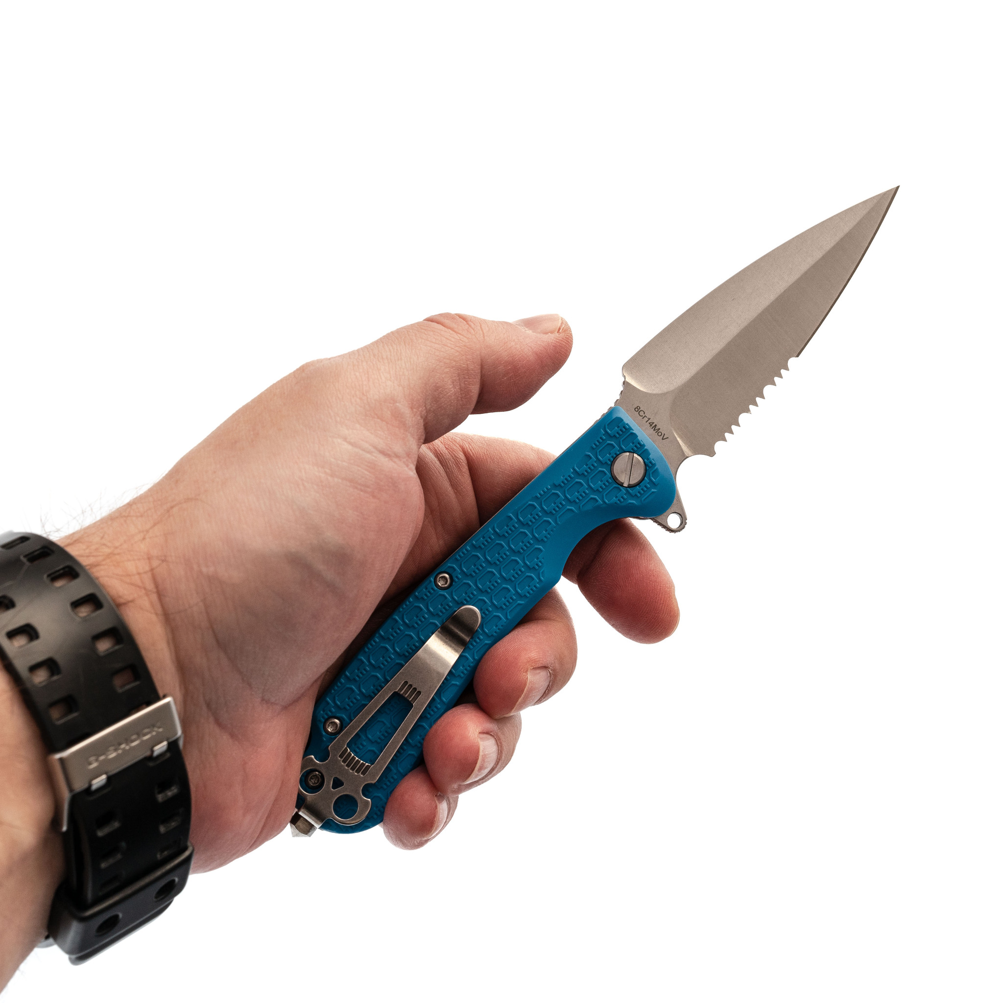 Складной нож Daggerr Urban 2 Blue SW Serrated, сталь 8Cr14MoV, рукоять FRN - фото 7