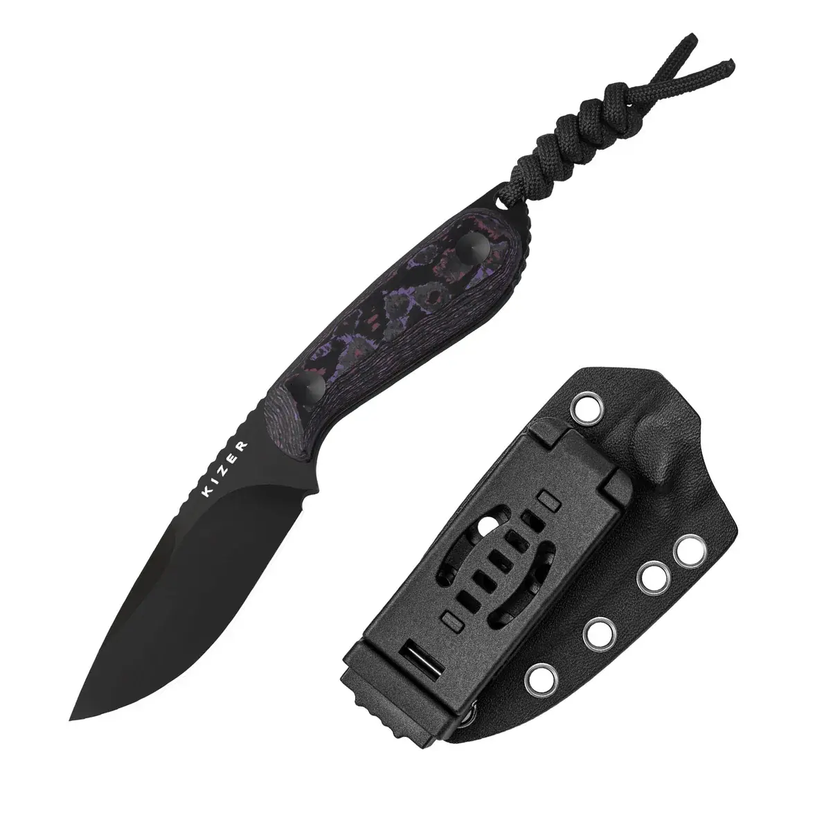 

Туристический нож Kizer Buddy DLC сталь CPM-4V, рукоять Purple Haze FatCarbon