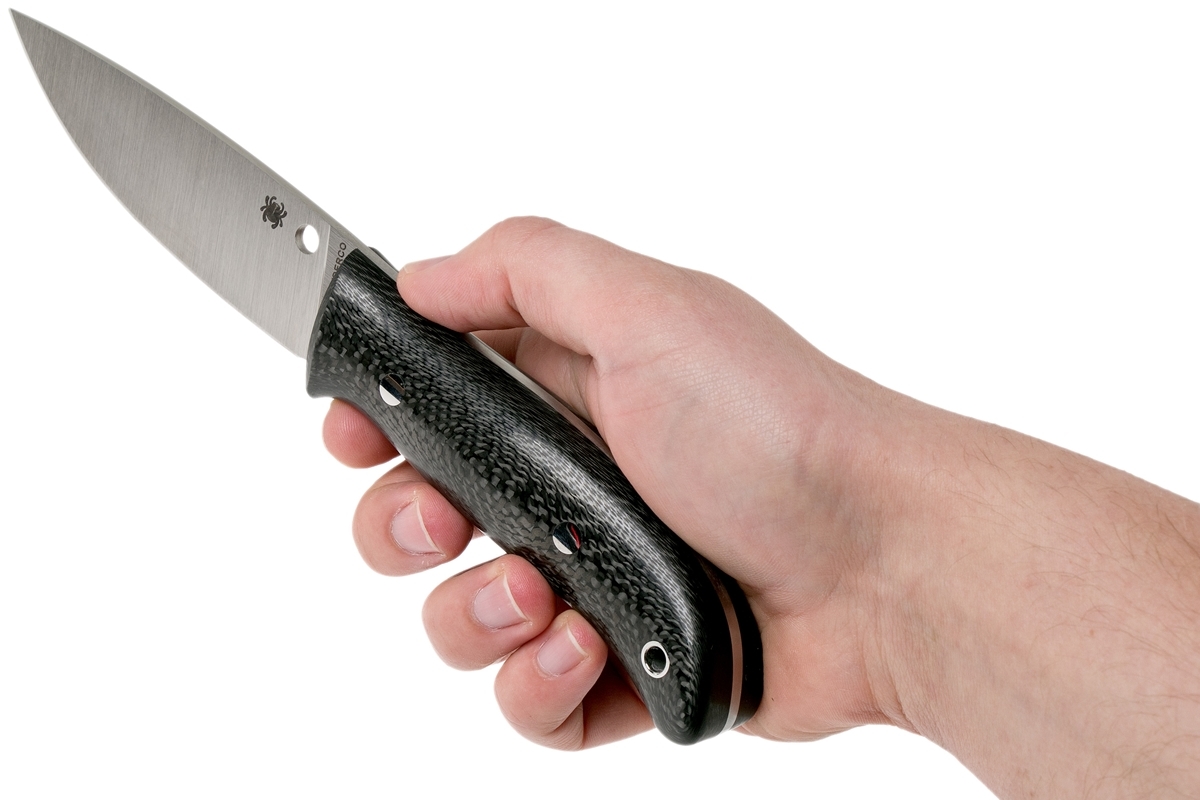 Нож с фиксированным клинком Proficient Spyderco FB36CFP, сталь Crucible CPM® S90V™ (420V) Satin Plain, рукоять карбон, чёрный - фото 4
