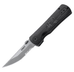Фото Полуавтоматический складной нож HEIHO Veff Serrations™, CRKT 2901, сталь 8Cr14MoV Satin, рукоять стеклотекстолит G10, полусеррейтор