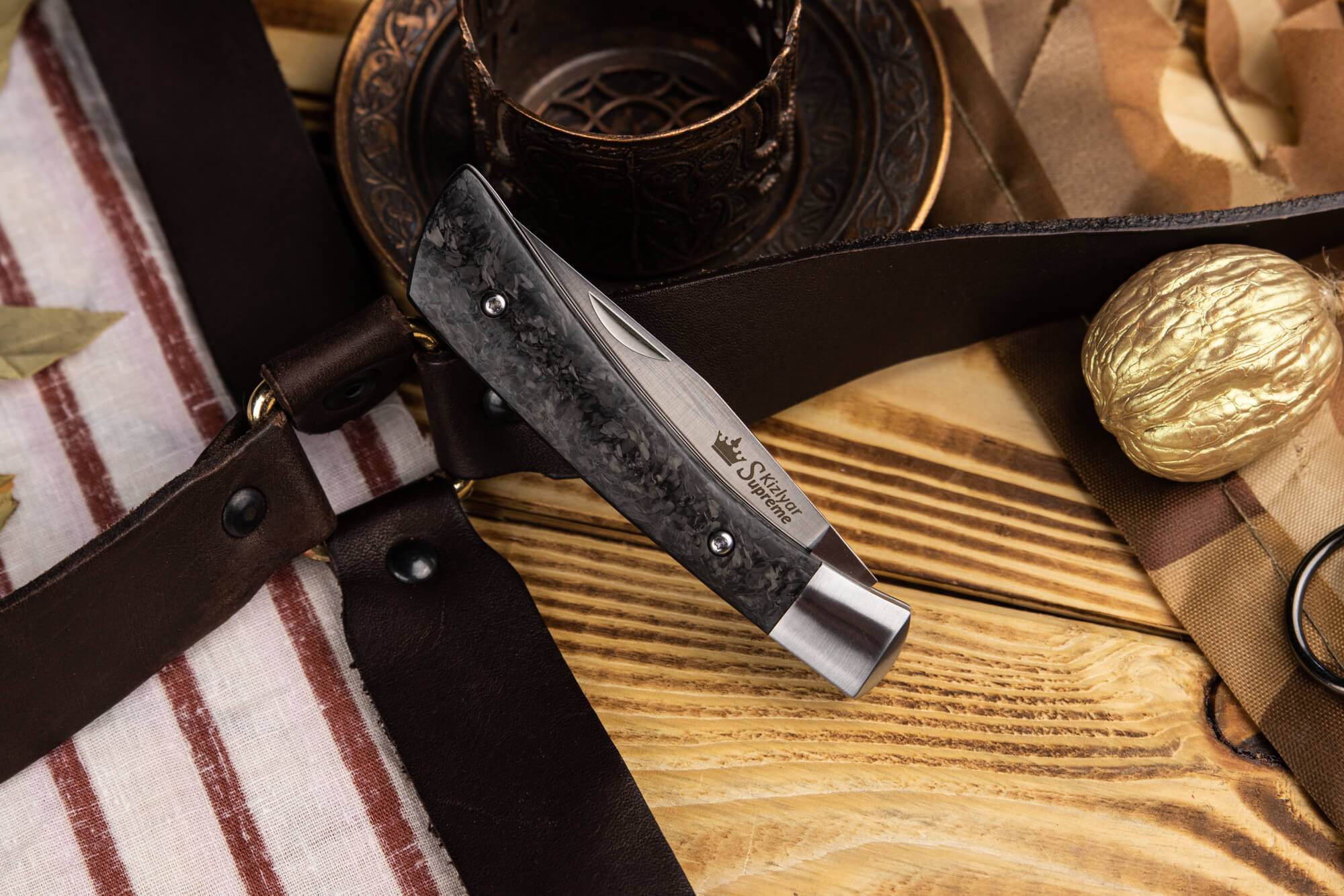 Складной нож Gent S35VN Satin, карбон, Kizlyar Supreme - фото 2