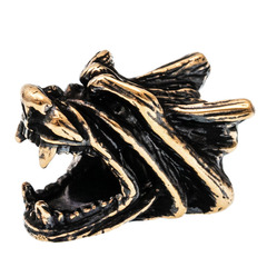 Фото Бусина для темляка Голова волка маленькая, бронза