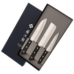 Фото Набор из 3-х кухонных ножей Tojiro Western Knife TBS-300, сталь VG-10, рукоять дерево, черный