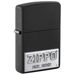 Фото Зажигалка ZIPPO License Plate с покрытием Black Matte, латунь/сталь, черная, 38x13x57 мм