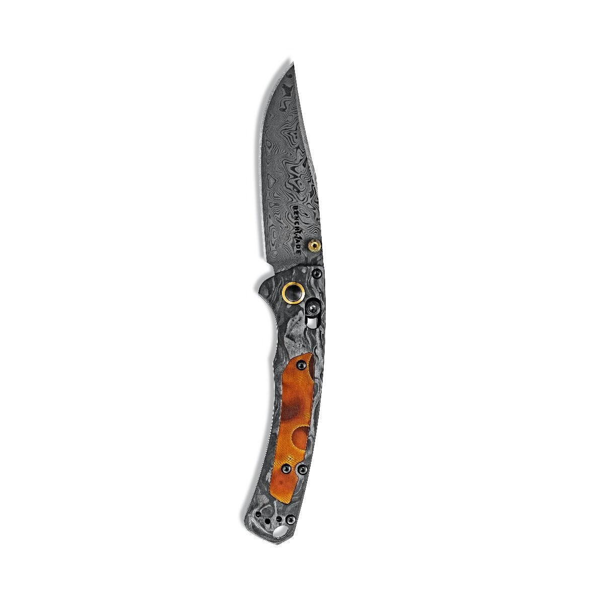 Нож складной Benchmade BM15085-201 Mini Crooked River, сталь дамаск, карбон