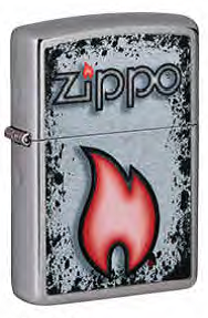 Зажигалка ZIPPO Flame Design с покрытием Street Chrome, латунь/сталь, серебристая
