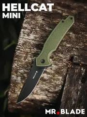 Фото Складной нож Mr.Blade Hellcat Mini blackwash сталь S35VN, рукоять Olive G10