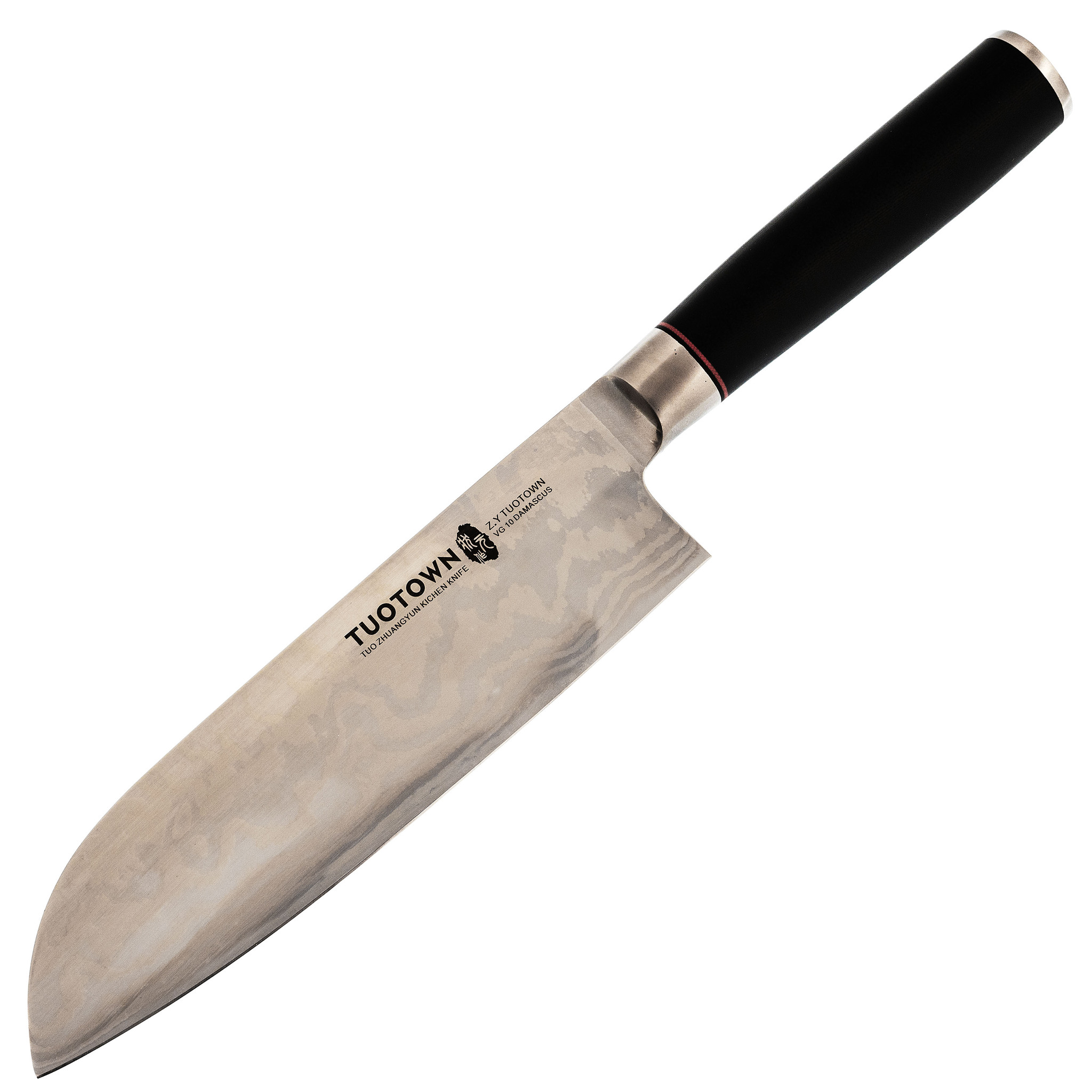 Нож кухонный Сантоку Tuotown, серия G TEN, VG10 Дамасская сталь