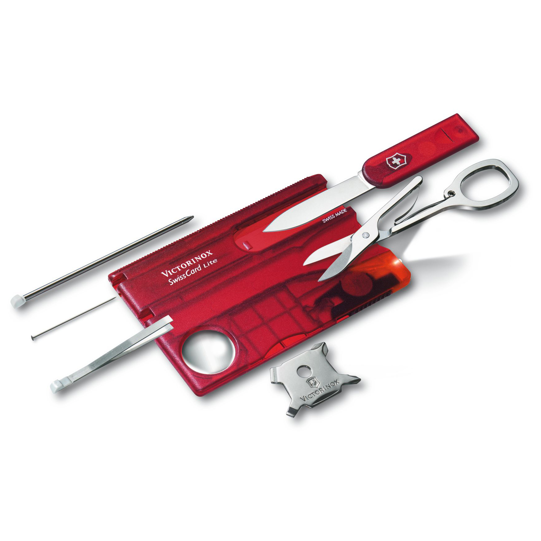 Швейцарская карта Victorinox SwissCard Lite, сталь X50CrMoV15, рукоять ABS-пластик, полупрозрачный красный - фото 4