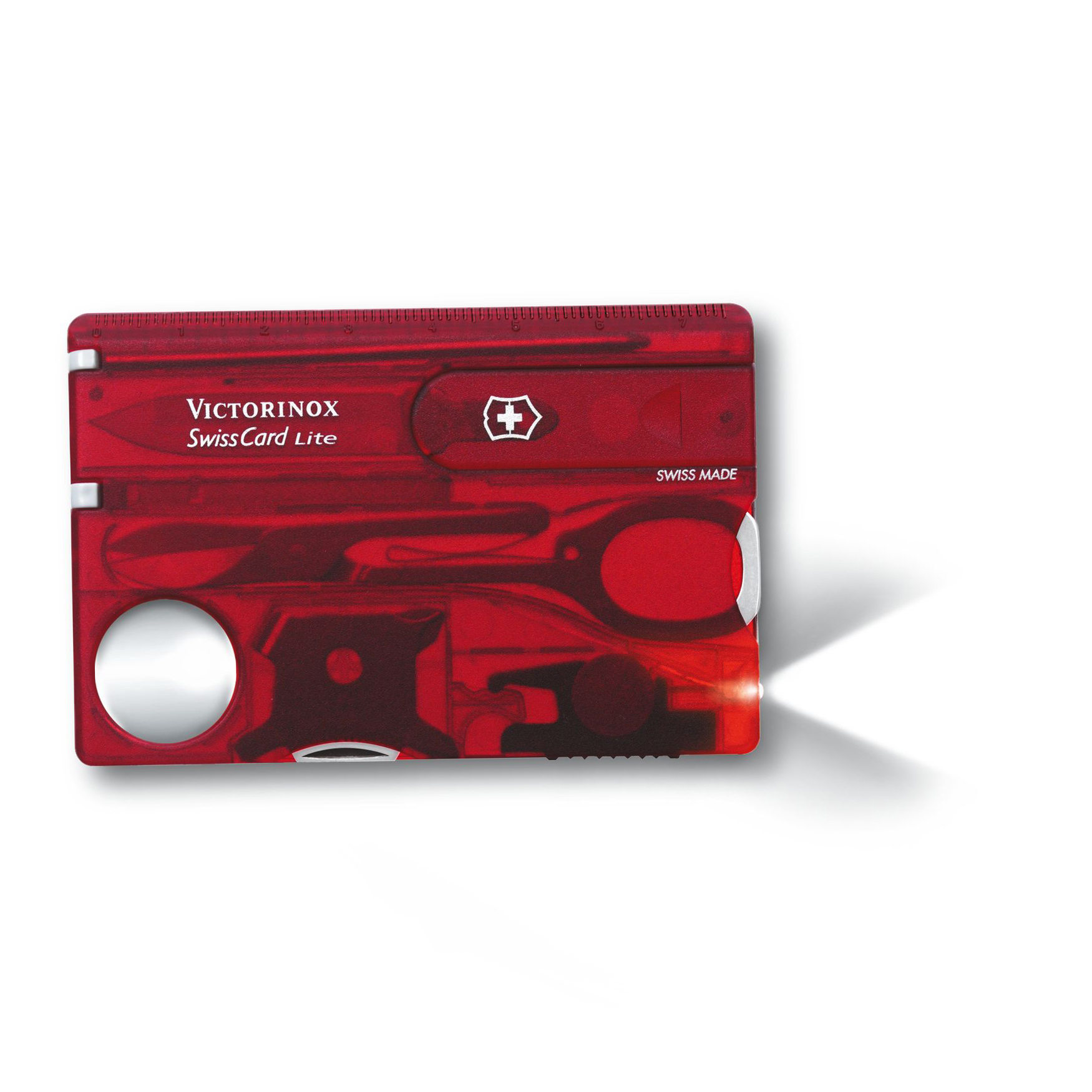 Швейцарская карта Victorinox SwissCard Lite, сталь X50CrMoV15, рукоять ABS-пластик, полупрозрачный красный - фото 2