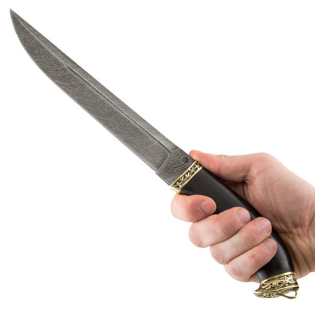 Нож Пластунский, дамасская сталь, рукоять латунь от Ножиков