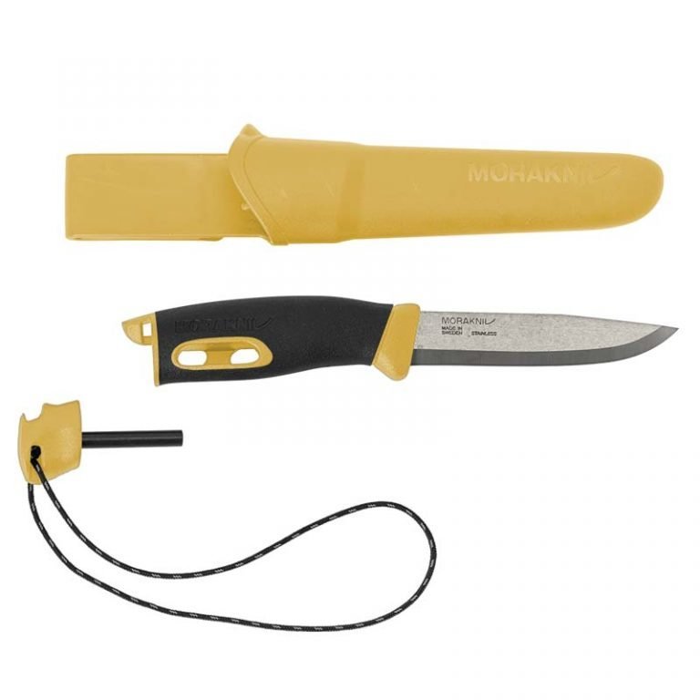 фото Нож с фиксированным лезвием morakniv companion spark black yellow, сталь sandvik 12c27, рукоять резина/пластик