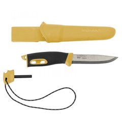 Фото Нож с фиксированным лезвием Morakniv Companion Spark Black Yellow, сталь Sandvik 12C27, рукоять резина/пластик