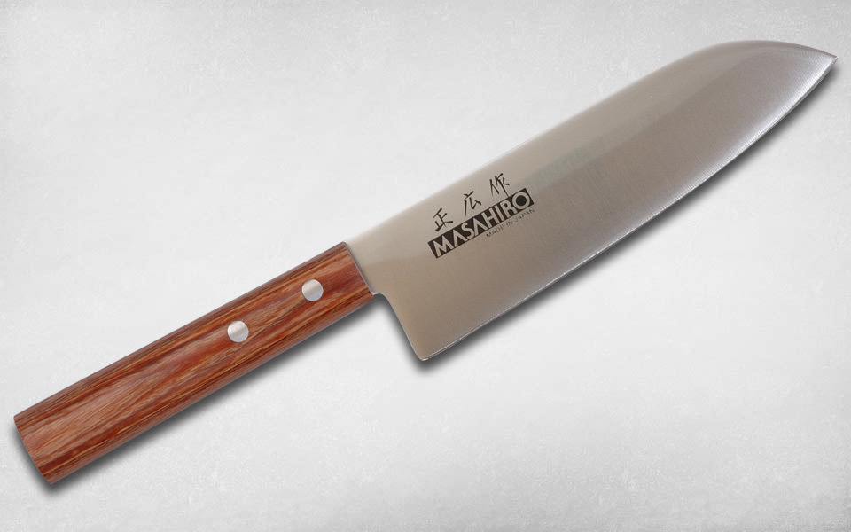 фото Нож кухонный японский шеф sankei 165 мм, masahiro, 35921, сталь aus-8, стабилизированная древесина, коричневый