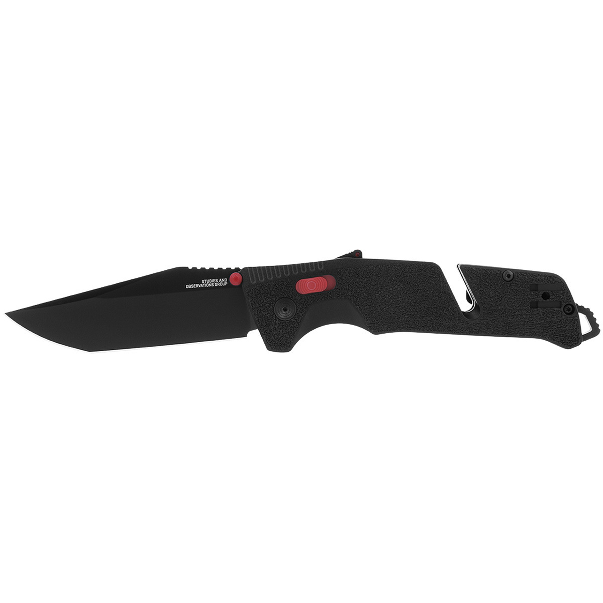 Полуавтоматический складной нож Trident Mk3 Black-Red Tanto, сталь D2, рукоять GRN - фото 1