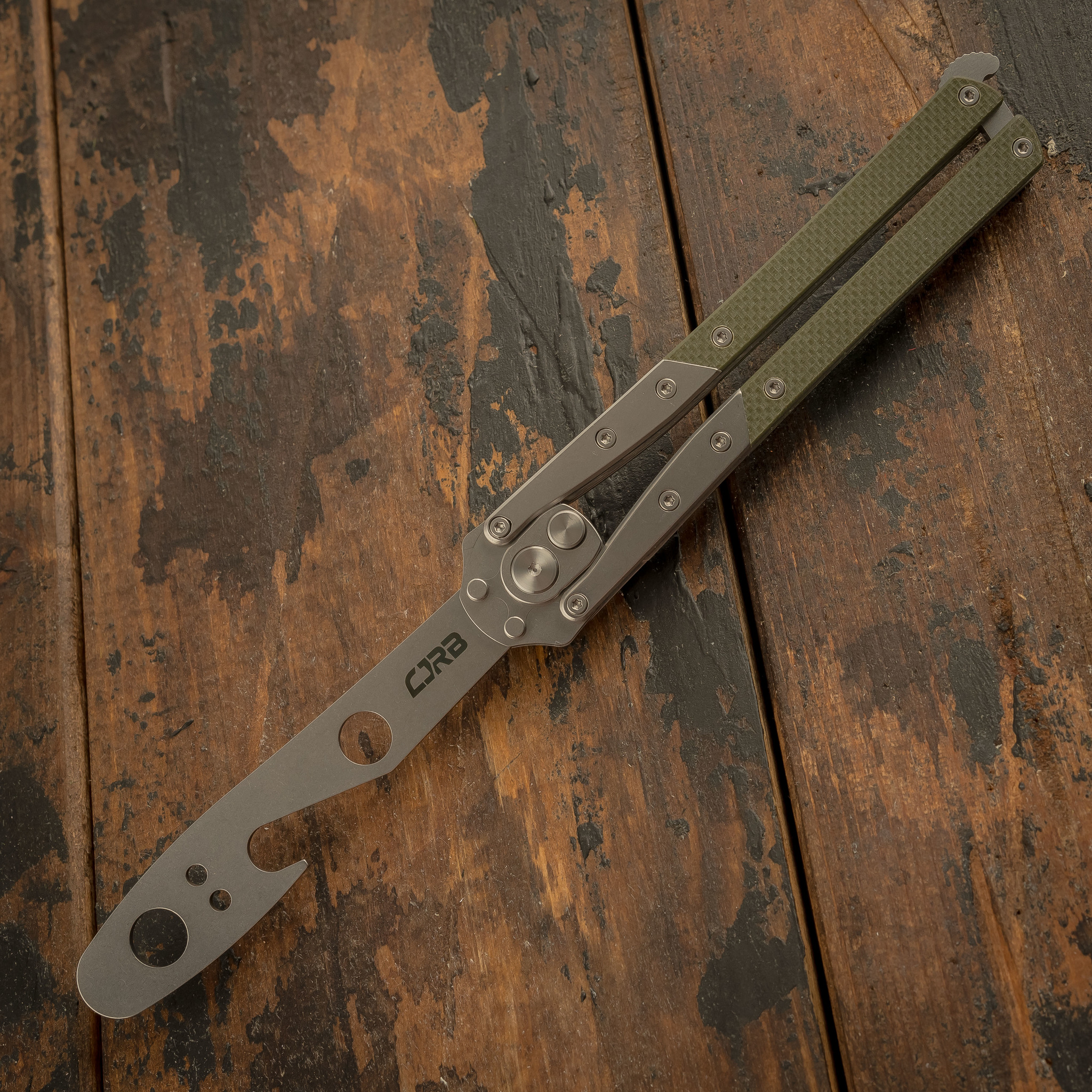 Автоматический нож бабочка CJRB Kinetic-flip, G10 Green от Ножиков