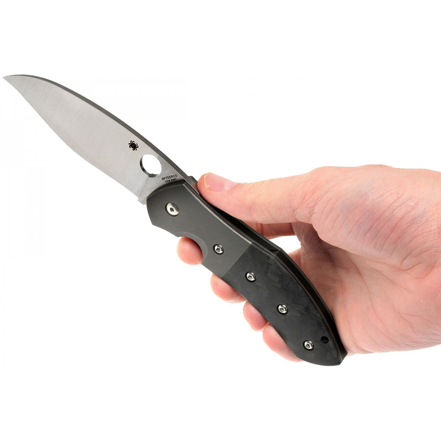 Нож складной Myrtle - Spyderco C194CFTIP, сталь CPM® S30V Satin Plain, рукоять титан/карбон - фото 6