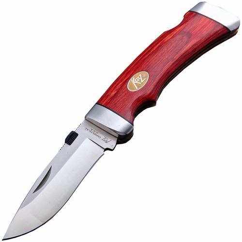Складной нож Katz Cheetah Drop Point, 225 мм, сталь XT-80, рукоять стабилизированная древесина