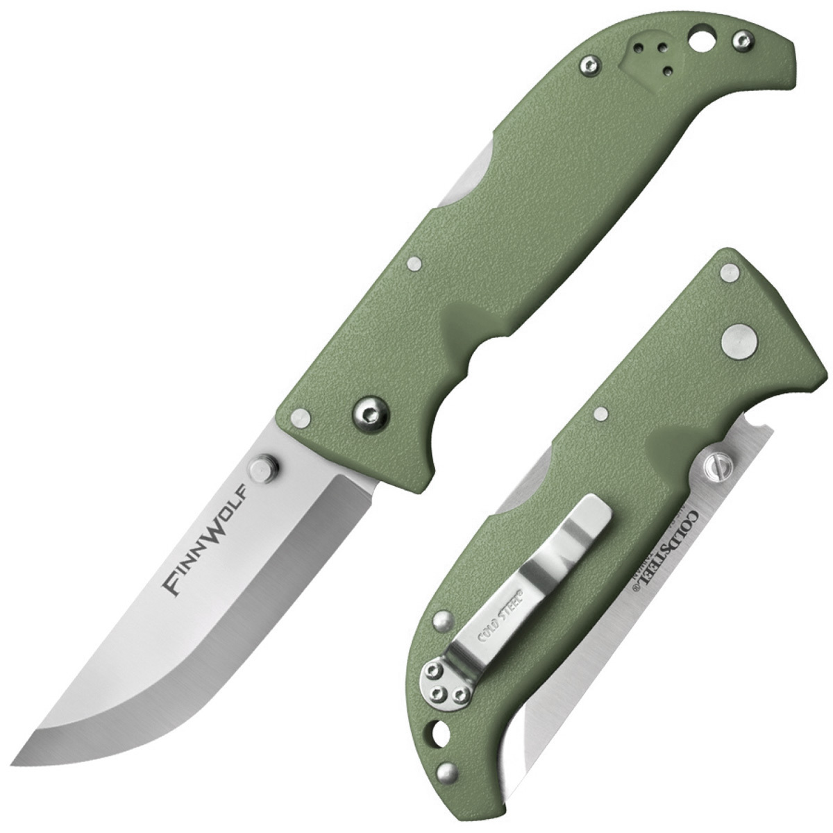 Складной нож Finn Wolf, Cold Steel 20NPFZ, сталь AUS-8A, рукоять Grivory® (высококачественный пластик), Зеленый, блистер, Бренды, Cold Steel