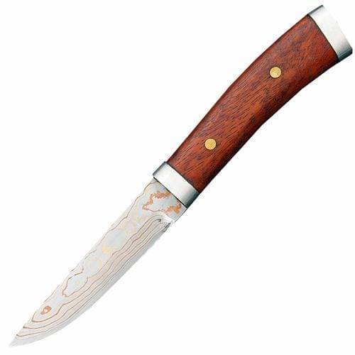 Туристический охотничий нож с фиксированным клинком Maruyoshi Hand Crafted, сталь Shirogami с добавлением меди и латуни, рукоять дерево палисандр деревянный нож охотничий