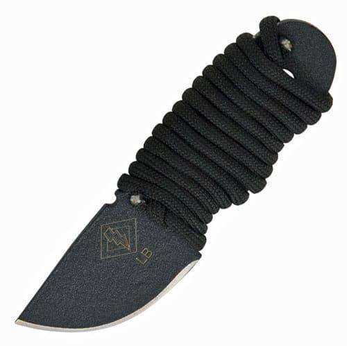 Нож с фиксированным клинком Ontario Little Bird Black Cord W/Glass Breaker, сталь 1095, рукоять сталь/паракорд, black